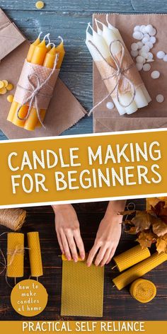 making candles diy homemade Candles For Beginners, Wax For Candle Making, Candle Making Ideas, Wax Candle Making, Candles With Essential Oils, Beeswax Candles Diy