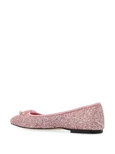 Elegant rose pink with shimmering glitter finish Chic bow adornment enhanced with pearls Sparkling crystal embellishments for added glamour Classic round toe design Comfortable slip-on style for quick dressing Luxurious leather lining for lasting comfort Durable flat sole suitable for extended wear Jimmy Choo Flats, Glitter Ballet Flats, Sparkly Flats, Rose Pastel, Footwear Design Women, Flat Boots, Crystal Embellishment, Sneaker Heels, Sunglasses Shop