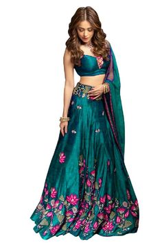 Lehenga Type-Designer Lehenga Lehenga Fabric -Taffeta Silk Choli Fabric-Taffeta Silk Choli Work-Embroidered Dupatta : Net Choli Length-1.0 Mtr Lehenga Stitched Type-Semi Stitched Choli Stitched Type-Unstiched(Stitched up 44" Size:Up to 44 inch Lahenga Length: 44 Inch Flair-2.5 Mtr Inner :-Santoon work :-Embroidered Occasions ::-- Wedding , Party Wear , Engagement Etc Other Info :- Lahenga Is Semi Stitched And Blouse Is UnStitched Wash Care-Dry Clean Note- Be aware from low quality copies Items Pakistani Lehenga, Indian Wedding Lehenga, Indian Lehenga Choli, Lehenga Choli Wedding, Lehenga Gown, Bollywood Lehenga, Indian Party Wear, Lehenga Choli Online, Party Wear Lehenga