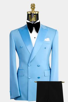 Mens-Light-Blue-Groom-Wedding-Suit-from-Gentlemansguru.com Blue Fitted Suit For Black-tie Events, Fitted Blue Tuxedo For Black-tie Events, Blue Notch Lapel Tuxedo With Pressed Crease, Luxury Blue Suits For Black-tie Events, Blue Slim Fit Tuxedo Suit, Blue Tuxedo With Notch Lapel, Fitted Blue Double Breasted Tuxedo Suit, Blue Fitted Double Breasted Tuxedo Suit, Blue Slim Fit Double Breasted Suit For Formal Events