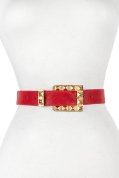 A gold-tone square buckle adds a touch of metallic detail to this classic leather belt that is perfect for adding the finishing touch to any outfit. Square, gold-tone buckle. Multiple holes for adjustments. Leather construction. Approx. 1.5" width. Made in USA Leather Belts With Gold-tone Rectangular Buckle, Designer Belt With Gold-tone Hardware And Rectangular Buckle, Designer Belt With Gold-tone Rectangular Buckle, Elegant Belt With Rectangular Gold-tone Buckle, Gold Belt With Rectangular Buckle, Gold Belt With Buckle Closure For Formal Occasions, Elegant Gold Belt With Buckle Closure, Modern Gold Belt With Buckle Closure, Designer Gold Rectangular Belt Buckle