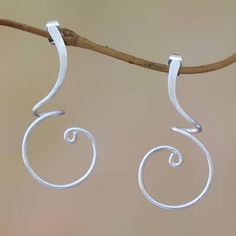 Sterling silver drop earrings, 'Modern Tendrils' - Modern Sterling Silver Drop Earrings from Bali Modern Accessories, Sterling Silver Drop Earrings, Electronics Jewelry, Sterling Silver Flowers, Earrings Black, Floral Jewellery, Emerald Jewelry, Lovely Earrings, Silver Drop Earrings