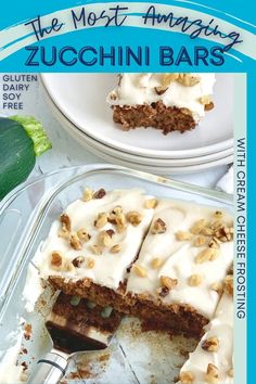 the most amazing zucchini bars gluten dairy cheesecake frosting recipe