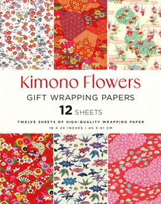 the cover of kimono flowers gift wrapping papers