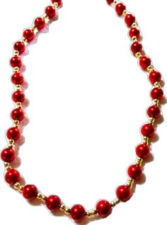 Elegant Red Beaded Necklace For Christmas, Red Round Bead Necklaces For Christmas, Red 8mm Beads Jewelry For Festive Occasion, Red Single Strand Beaded Necklace For Party, Gold Beads Necklace, Dainty Bar Necklace, South Sea Pearl Necklace, Choker Handmade, Golden South Sea Pearls