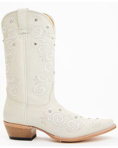 Shyanne Women's Victoria Hueso Studded Stitched Western Boots - Snip Toe , White Cream Fitted Boots With Leather Sole, Cream Snip Toe Boots With Reinforced Heel, Cream Boots With Reinforced Heel And Snip Toe, Fitted Western Cream Boots, Fitted Cream Western Boots, Cream Fitted Snip Toe Boots, Fitted Cream Boots For Rodeo, Cream Snip Toe Boots For Ranch, Cream Closed Toe Fitted Boots