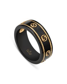 Gucci 18K Yellow Gold & Black Corundum Icon Ring Jewellery Etiquette, Husbands Ring, Gucci Ring, Dainty Gold Jewelry, Black Gold Ring, 22k Gold Jewelry, Mens Gold Jewelry, Mens Rings, Gucci Jewelry