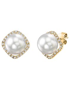 These beautiful pearls earrings add a touch of class to any occasion. The earrings feature two AAA quality, 9mm White South Sea pearls, hand picked for their gorgeous luster and surface. The pearls are mounted with 0.13 carats of SI quality diamonds on 1.65 grams of the finest 14K gold. All earrings are approved by our staff of GIA pearl experts and come packaged in a beautiful jewelry box. High Luster White Pearl Earrings For Evening, White High Luster Pearl Earrings For Evening, Luxury Pearl Embellished Earrings For Formal Occasions, Luxury White Pearl Embellished Earrings, Luxury High Luster Pearl White Pearl Earrings, Akoya Pearl Earrings For Evening, Luxury Pearl White Pearl Earrings, Pearl White Akoya Pearl Earrings For Evening, Elegant Akoya Pearl Earrings With High Luster