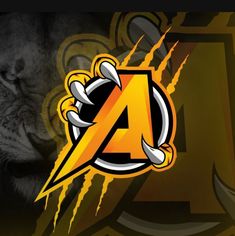 the letter a is in front of a lion's head with lightning bolt on it