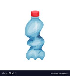 a blue plastic bottle with red cap on white backgrounge background eps 8x8