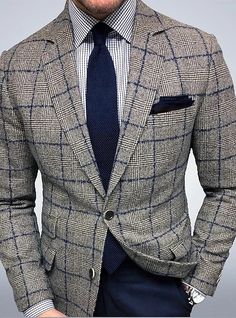 Mens Plaid Blazer, Casual Blazer Men, Plaid Tuxedo, Terno Slim Fit, Gentlemen Style, Stil Masculin, Mens Casual Suits, Suits Style, Suits Men Business