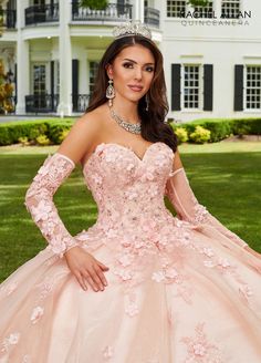 Receive lots of compliments in this 3D floral applique long sweetheart dress with A-line skirt by Rachel Allan RQ3106. Glitter organza quinceanera ball gown with strapless sweetheart neckline, sequin embroidery, 3D flowers, pleated skirt, detachable sleeves, lace-up back closure, and sweep train. 3D Floral Sweetheart Quinceanera Dress by Rachel Allan RQ3106 Rachel Allan Alta Couture Collection: Spring 2023 Style Number: RQ3106 Fabric: Glitter Organza, Sequin Embroidery, 3D Flowers Please note: T Sweetheart Neckline Organza Quinceanera Dress For Prom Season, Organza Quinceanera Dress With Sweetheart Neckline, Organza Quinceanera Dress With Sweetheart Neckline For Debutante Ball, Fitted Organza Quinceanera Dress, Fitted Organza Quinceanera Dress For Prom Season, Quinceanera Dress With Sweetheart Neckline For Debutante Ball, Organza Ball Gown Quinceanera Dress For Sweet 16, Organza Quinceanera Ball Gown For Sweet 16, Organza Quinceanera Dress With Fitted Bodice For Prom