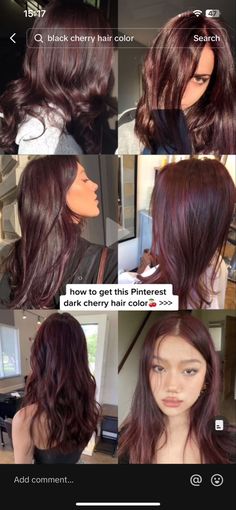 Deep Burgundy Brown Hair, Maroon Black Hair, Fall Inspired Hair Color Brunettes, Burgundy Hair Aesthetic, Dyed Hair Brunette, Maroon Brown Hair, Best Hair Color For Pale Skin, Cherry Chocolate Brunette Hair, Dark Brown Burgundy Hair