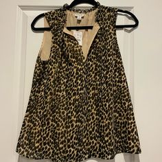 New With Tag Cheetah Print Shirt Leopard Print Summer Workwear Top, Summer Workwear Leopard Print Tops, Summer Leopard Print Top For Work, Summer Leopard Print Tops For Workwear, Leopard Print Tops For Summer Workwear, Cheetah Print Shirt, Cheetah Print Shirts, White Embroidered Blouse, Tiered Blouse