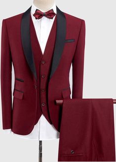 This Cherry Red Tuxedo Wedding Suit is designed with a classic shawl lapel and unique shiny sequins and it’s easy for you to stand out in the performance and party. Purchasing Tuxedos in the Andre Emilio, you will never need to worry about your dress. Fitted Three-piece Suit With Notch Lapel For Winter, Winter Fitted Three-piece Suit With Notch Lapel, Red Tailored Double Breasted Suit, Formal Winter Single Breasted Set, Tailored Red Double Breasted Suit For Work, Red Double Breasted Suit With Notch Lapel For Work, Red Double Breasted Notch Lapel Suit For Work, Elegant Burgundy Outerwear For Party, Elegant Burgundy Party Outerwear