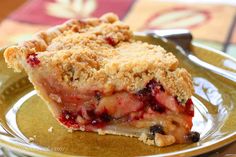 a piece of pie sitting on top of a plate