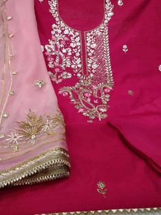 Item Overview ATHARVA Hand Embroidery Salwar Kameez/Embroidery Neck Hot Pink/Chiffon Gota Dupatta Baby Pink/Cutom Stitch/Tunic/Patiala/Anarkali/Churridar/ Dno. CH1676 Fabric: * Shirt - Chanderi Silk- Hand Embroidered Neck - Hot Pink color - 2.5 Mts - Beautiful Hand Embroidery * Dupatta: Chiffon Chinnon Dupatta Baby Pink- Beautiful Gota Work Dupatta/All over Embroidery - 2.5 Mts- Latkans Tassels * Bottom Santoon Silk 2.5 Mts. Excusive Hand Embroidered Party Wear Punjabi Suit. Customization: * Fab Hot Pink Punjabi Suit, Contrast With Pink Colour Suit, Salwar Kameez With Resham Embroidery In Dola Silk, Dola Silk Salwar Kameez With Resham Embroidery, Traditional Chanderi Dresses With Mirror Work, Salwar Kameez With Resham Embroidery In Straight Kurta Shape, Navratri Salwar Kameez With Resham Embroidery, Straight Kurta With Multicolor Embroidery In Chinon, Diwali Chanderi Salwar Kameez With Resham Embroidery