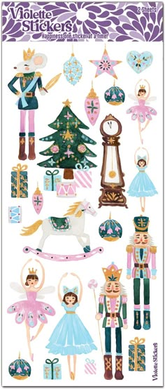 the nutcrackers are dressed up in their christmas costumes and decorations for this holiday sticker sheet