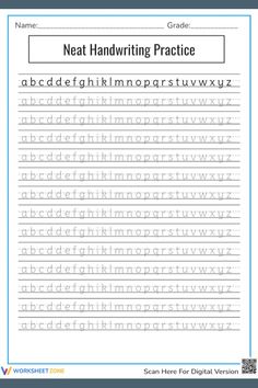 Neat Handwriting Practice Worksheet for the Alphabet Hand Writing Practice Letter Tracing, Writing Abc Handwriting Practice, Second Grade Handwriting Practice, Handwriting Stencils, Print Writing Practice, How To Make Ur Handwriting Better, Handwriting Templates Free Printable, Hand Writing Templates, Kindergarten Worksheets Free Printables Handwriting Practice