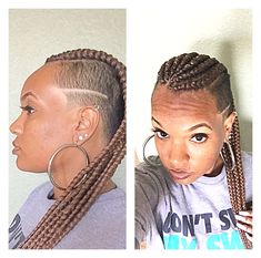 Undercut Braids Hairstyles, Cornrows With Shaved Sides, Shaved Sides Black Women, Growing Short Hair, Fade Haircut Women, Mohawk Hair, Braided Mohawk, Shaved Side, Braids With Shaved Sides