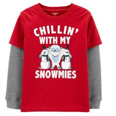 Carter's Snowman Homies Layered-Look Tee New With Tag Attached Size 24 Months Kids Christmas T Shirts, Carters Size Chart, Carter Kids, Christmas T Shirts, Big Clothes, Plus Size Designers, Snow Sports, Plus Size Shopping, Boys Top