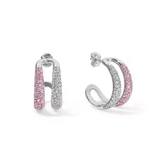 These exquisite earrings feature a harmonious blend of pink sapphires and diamonds, together they form a stunning composition that effortlessly captures attention. Perfect for making a statement or adding a pop of color to any outfit. Available in 14K White, Yellow, and Rose Gold Diamond weight = 0.99 carats Diamond quality = GH-Color, SI-Clarity Gemstone weight = 0.98 carats 18mm Inner Diameter 21.50mm long Gemstones are natural, therefore colors may vary Luxury Pink Diamond Earrings Brilliant Cut, Luxury Pink Brilliant Cut Diamond Earrings, Luxury Pink Diamond Earrings With Accents, Luxury Pink Earrings With Brilliant Cut, Formal Pink Diamond Earrings, Luxury Pink Sapphire Earrings, Pink Diamond Earrings With Accents, Luxury Pink Hoop Earrings, Pink Diamond Earrings With Diamond Accents