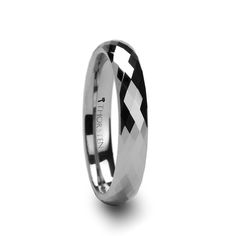 With the beauty of tungsten and a shine that catches the light, the Celona wedding band by Thorsten stands out from the crowd and is certain to dazzle. Start your future together when you slip this beautifully faceted tungsten ring on her finger. The Celona line of glimmering 4 mm or 6mm tungsten rings for women has a highly polished finish and is designed with 288 diamondshaped facets that give it a brilliant shine. The beauty of the ring is perfectly balanced with the raw strength of tungsten Tungsten Jewelry, Tungsten Carbide Wedding Bands, Tungsten Rings, Tungsten Wedding Band, Faceted Ring, Tungsten Carbide Rings, Hard Metal, Tungsten Wedding Bands, Healing Jewelry