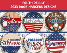 the fourth of july badges are on display