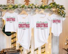 This fun set of Matching Family Christmas Shirts perfectly showcases your holiday spirit while you create cherished memories with your loved ones. Featuring a plaid font, each shirt is made with care, ensuring a cozy and comfortable fit for everyone in the family. Whether you're gathering around the tree, enjoying a holiday feast, or taking a holiday family photo shoot, these matching shirts will bring a touch of togetherness and festive cheer to your celebrations! 💛Good to Know: Bella+Canvas m Red Christmas Top For Family Occasions, Family Matching White Holiday Tops, White Family Matching Holiday Tops, Family Matching White Tops For Holiday, White Family Matching Tops For Holidays, Festive Family Matching T-shirt For Holidays, Family Christmas Tops With Graphic Print, Family Matching White Christmas Tops, Family Christmas Graphic Print Top