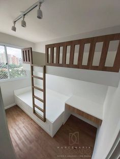 there is a loft bed in the room