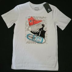 Converse Boys Youth Graphic Tee 100% Cotton T-Shirt Size L Xl 10022873 Nwt Features: Brand: Converse Style #: 10022873 Color: White Gender: Boys Youth Sizes: L, Xl Material: 100% Cotton Brand New With Tags Sporty White Tops With Front Print, White Sporty Top With Front Print, Sporty White Top With Front Print, Casual Shirt With White Front Print, Converse Graphic Print Short Sleeve T-shirt, White Cotton Top With Front Print, Casual White Graphic Print Shirt, Casual White Print Pre-shrunk Shirt, Converse Cotton Graphic Tee