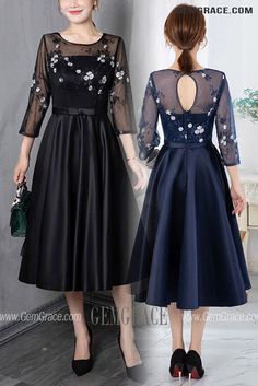 10% off now|Free shipping world-wide. Navy Blue Semi Formal Wedding Party Dress With Sheer 3/4 Sleeves at GemGrace. Click to learn our pro custom-made service for wedding dress, formal dress. View #WeddingGuestDresses for more ideas. Blue 3/4 Sleeve Wedding Dress, Spring 3/4 Sleeve Party Evening Dress, Spring Party Evening Dress With 3/4 Sleeve, 3/4 Sleeve Mother Of The Bride Dress For Party, Mother Of The Bride 3/4 Sleeve Dress For Banquets, Spring Mother Of The Bride Dress With 3/4 Sleeves, Spring Formal Half Sleeve Mother Of The Bride Dress, Spring Half-sleeve Mother Of The Bride Dress, Blue Evening Dresses With 3/4 Sleeves