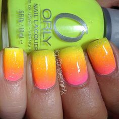 Neon gradient Photo by noemihk Neon Gradient, Beachy Nails, Nails Medium Length, Sinful Colors, Nail Art Ombre, Vacation Nails, Nails Medium, Colorful Nail Designs, Neon Nails