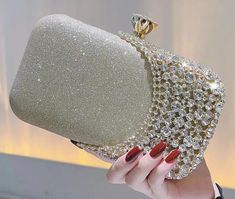 Glitter Diamante Style Clutch Bag in various colours Wedding Gold, Gold Wedding Jewelry, Wedding Clutch, Handbag Pattern, Small Makeup, Purse Styles, Clutch Bags, Magnetic Clasp, Makeup Kit