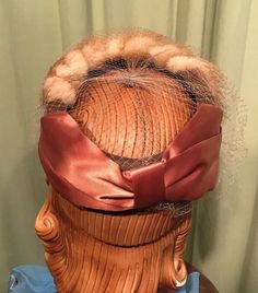 "This is a lovely, vintage ladies' hat, from the 50s or 60s! No labels or tags. It is a one size hat, as it just perches on your head, however it measures 19\" around the inside. It is made of soft and supple, brown mink fur on a brown velour open ring, with a big flat satin bow in back. Covered in netting. The hat is in great, vintage condition. No damage or issues. No soil or stains. Shows a few small breaks in the netting. Lovely!" Vintage Cloche Hat For Kentucky Derby Evening, Vintage Brimmed Headpiece For Party, Vintage Brimmed Party Headpiece, Retro Brimmed Fascinator For Parties, Vintage Evening Cloche Hat For Kentucky Derby, Vintage Cloche Costume Hat For Party, Vintage Cloche Party Hat, Retro Evening Fascinator Hat, Vintage Brimmed Cloche Hat One Size