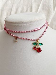 Pink Charm Choker Necklace For Gift, Cute Pink Necklaces For Spring, Cute Pink Necklace For Spring, Pink Choker Necklace For Spring, Feminine Pink Choker Necklace, Pink Choker Jewelry For Spring, Vintage Pink Choker Necklace, Cute Adjustable Pink Necklaces, Trendy Pink Adjustable Charm Necklace