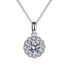 This stunning Star Ocean Flower Moissanite Necklace is crafted from high-quality materials for a timeless accessory. Featuring a beautiful flower-shaped moissanite set in a rose gold plated finish, this necklace is sure to be an exquisite addition to any jewelry collection. Product Details: Material: 925 Sterling Silver Stone: Moissanite Diamonds/D /1 carat Weight: about 2.56g Length: 45cm Pendant Diamond Height: 6.5mm SKU: AN23102401 Keywords: moissanite chain, moissanite necklace, moissanite p Elegant Flower-shaped Halo Jewelry, Elegant Flower Shaped Halo Jewelry, Diamond White Flower Diamond Necklace, Diamond White Flower Shaped Diamond Necklace, Brilliant Cut Cubic Zirconia Flower Necklace, Flower Shaped Brilliant Cut Cubic Zirconia Necklaces, Flower Shaped Cubic Zirconia Necklace With Brilliant Cut, Elegant Diamond White Flower Necklace, Elegant Flower Shape Halo Setting Jewelry