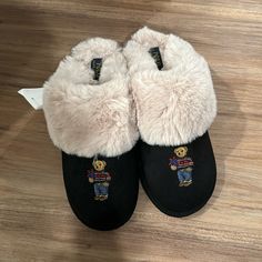 New With Tags Sold Out Everywhere Polo Bear Slippers, Polo Slippers, Ralph Lauren Slippers, Cardigan Tutorial, Crochet Cardigan Tutorial, Ralph Lauren Bear, Polo Ralph Lauren Shoes, Blue Slippers, Moccasins Women