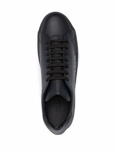 Black leather leather low-top sneakers from PHILIPP PLEIN featuring leather lining, logo print to the side, round toe, front lace-up fastening, branded insole and flat rubber sole. | Philipp Plein Leather Low-Top Sneakers Philipp Plein, Sneakers Black, Logo Print, All Black Sneakers, Low Top, Lace Front, Top Sneakers, Rubber Sole, Black Leather