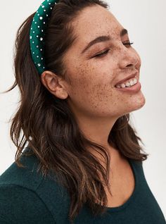 For the most festive holiday-inspired accessories, look no further than this green headband with a velvety soft finish and sparkly faux stone accents. Polyester. Man-made materials. Imported. The best plus size women's green sparkle headband headbands in green. Torrid is your destination for cozy fall and winter clothes to keep you warm and comfortable. Sparkle Headband, Hair Accessories Green, Long Fine Hair, Green Headband, Headband Jewelry, Fitted Wedding Dress, Faux Stone, Head Band, Festive Holiday