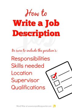 how to write a job description in red and white with the words, how to write a job description