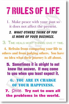 a poster with the words 7 rules of life