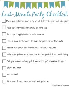 a printable last minute party checklist