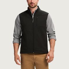 From workday to the weekend, this timeless full zip vest is the perfect layer for when there's a chill in the air. The microfleece will keep you warm and the contrasting interior collar and front zip pocket add stylish design details.Features: Stretch FabricClosure Type: ZipperPockets: 1 Chest Zip PocketWarmth Factor: LightweightOuterwear Length: MidFiber Content: 100% PolyesterFabric Description: FleeceCare: Machine Wash, Tumble DryCountry of Origin: Imported Men's Fleece Vest, Mens Fleece Vest, Fleece Vest, Mens Fleece, Stylish Design, The Weekend, Cold Weather, Design Details, Stretch Fabric