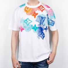 LOUIS VUITTON SS21 Water Printing T-Shirt Men's Colors 1A8QWA Louis Vuitton T Shirt, Water Printing, Typography Layout, Print T Shirt, Editorial, Multi Color, Typography, Layout, Textiles