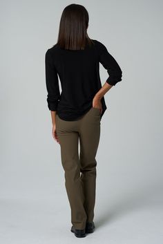 This is the style that started it all. Our ultimate great-fitting pant has structure and stretch to hold you in all the right places and feel good all day long. ✓ High Rise ✓ Two-Way Stretch ✓ Office Ready ✓ All-Day Comfort ✓ Pocket ✓ Machine Washable DETAILS High-stretch fabrication Elasticated pull-on waistband No-Bulk back pocket Straight leg silhouette FIT Regular fit True to size Model is 5'8" and wears size S Regular MEASUREMENTS Front rise: 10 1/8" (size S) Leg opening circumference: 14" Fall Business Casual Pants With Minimal Stretch, Business Casual Fall Pants With Minimal Stretch, Fall Pants With Comfort Stretch And Straight Hem, Comfort Stretch Pants With Straight Hem For Fall, Stretch Pants With Straight Hem For Fall, Fall Tapered Leg Pants With 4-way Stretch, Versatile Comfort Stretch Pants With Straight Hem, Fall Full Length Pants With Minimal Stretch, Black 4-way Stretch Pants For Fall