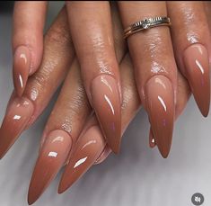 Ombre Nail Ideas, Brown Nail, Brown Nails Design, Ombre Nail, Airbrush Nails, Sweater Nails, Ombre Nail Designs, Shiny Nails