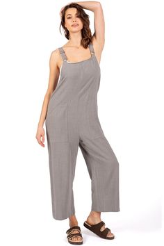 Lana Roux Crop Wide-Leg Linen Jumpsuit – Pink Ice Casual Cotton Overalls With Tie Straps, Casual Summer Overalls With Side Pockets, Casual Vacation Jumpsuits And Rompers With Adjustable Straps, Casual Jumpsuits And Rompers With Adjustable Straps For Vacation, Spring Overalls With Adjustable Straps In Relaxed Fit, Summer Linen Jumpsuits And Rompers With Pockets, Spring Overalls With Adjustable Straps And Relaxed Fit, Relaxed Fit Overalls With Adjustable Straps For Spring, Summer Loungewear Overalls With Pockets