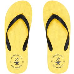 Men's Flip-flops Beach Thong Sandals By Hammer Anvil MSRP $24.50 Our comfortable and stylish beach flip-flops will be your favorite casual sandals this summer! Product Features Manmade Materials Casual summer sandals Soft and flexible 5/8" sole Soft rubber thong strap Lightly textured footbed and treaded outsole to prevent slippage Available in solid colors or beach scenery prints 'Beach' features a sunny seashore beach image with green thong straps to complement the blue green ocean waves 'Pier Comfortable Yellow Flip Flops For Beach, Yellow Beach Slippers For Summer, Comfortable Yellow Flip Flops For Summer, Yellow Summer Beach Slippers, Comfortable Yellow Summer Flip Flops, Summer Beach Sandals, Slip-resistant, Summer Slip-resistant Open Toe Flip Flops, Slip-resistant Flip Flops For Summer, Summer Outdoor Slip-resistant Slippers