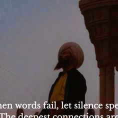 a person standing in front of a tall tower with a quote on it that says, when words fail, let science speak to the deepest connections are